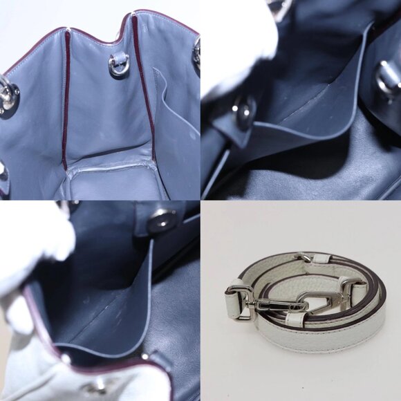 Christian Dior Diorissimo Hand Bag Leather 2way White Auth am6412AV - Picture 13 of 15